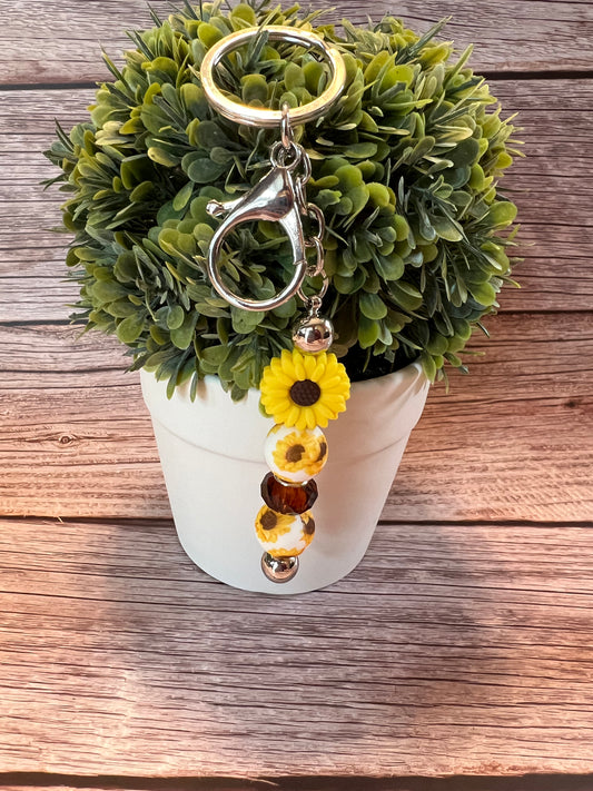 Sunflower Beaded Keychain